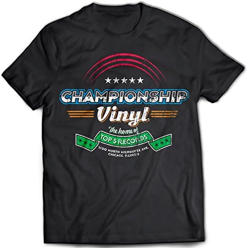 9288 Championship Vinyl Mens T-Shirt High Fidelity CD DVD Record Store(Large,Black)