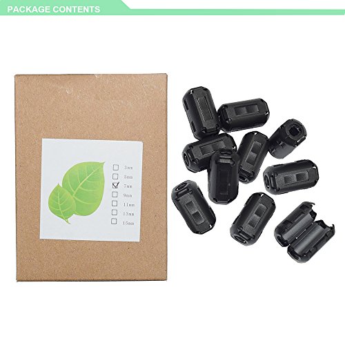 Willful 10er-Pack 7mm Durchmesser Schalter auf Ferritkern Kette Ringkerndrossel Cord RFI EMI Geräusch unterdrückungs-Filter für Power HDMI VGA DVI Kabel Schwarz - 6