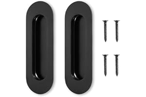 Lyaor 2 Pezzi Maniglie da Incasso per Porte Scorrevoli 120 x 40mm Ovale Maniglie Nascoste Maniglie in 304 Acciaio Inossidabile con Viti per Cassetti Porta Armadi Guardaroba - Nero