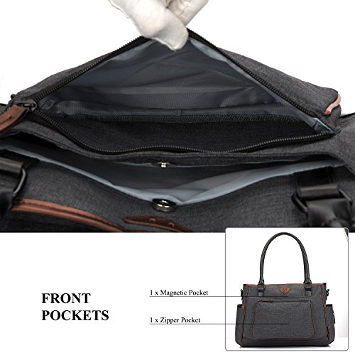 Nappy Changing Bag,BRINCH Stylish Multi-function Shoulder Baby Diaper Tote Bag Portable Shopping Handbag with Changing Pad,Stroller Straps and Insulated Pocket,Black-Brown