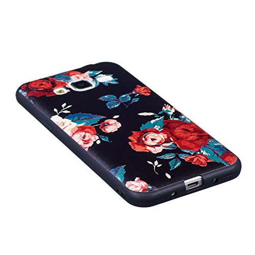 Samsung Galaxy J3 / J3(2016) SM-J310 Hülle, Chreey [Prägemuster] Full Body Cover Bumper Case Weich TPU Silikon Handyhülle Matt Kratzfeste Anti-Rutsch Schutzhülle Backcover [Chinese Rose] - 2
