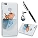 Produktbild P9 Lite Hülle Case, KASOS Huawei P9 Lite Handyhülle Schale Etui Protective Case Cover Gemalt Handyhülle PC Hard Backcase Transparente Bumper Etui,Katzenkuß Fisch design + Stöpsel Staubschutz + Eingabestift