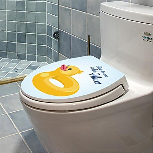 Yanqiao Cute Duck Toilet Lid Wall Sticker Reusable Art Mural Bathroom Decoration DIY Removable Waterproof 38x32cm/15x12.6"