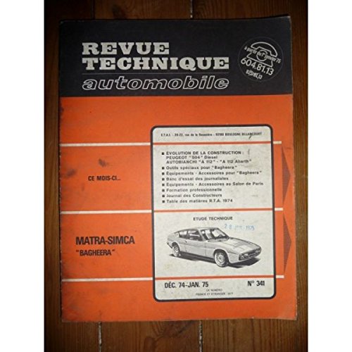 RTA0341 - REVUE TECHNIQUE AUTOMOBILE MATRA-SIMCA BAGHEERA francais RTA0341 - REVUE TECHNIQUE AUTOMOBILE MATRA-SIMCA BAGHEERA francais