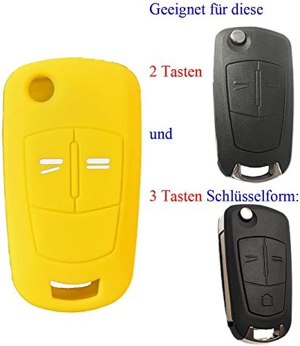 RotSale® 1x Yellow Silicone Cover for Chevrolet and Opel 2 Buttons Remote Control Folding Car Key Protective Case