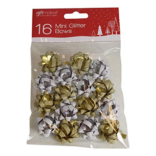 Giftmaker Collection Glitter Bows, Gold and Silver, One Size