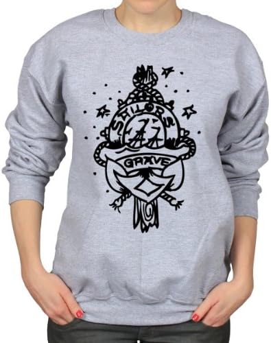 Sailor's Grave Old School Tattoo Ink Body Art Womens Sweatshirt, Grey, X-Large