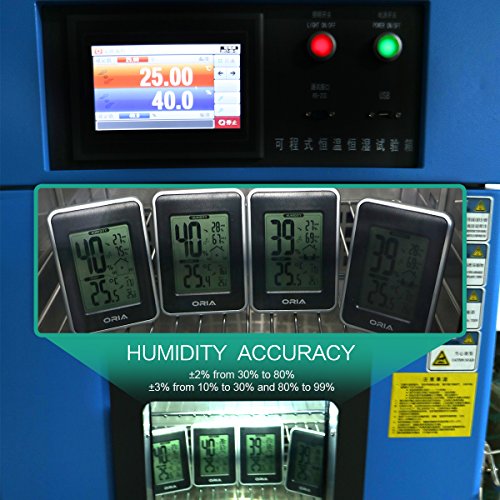 Oria Digitales Thermo Hygrometer Thermometer, Indoor Digital Hygrothermograph, Multifunktionaler Temperatur- und Feuchtemessgerät mit MIN / MAX Records + Großer LCD-Bildschirm – Schwarz - 3