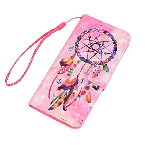 Lanveni S6 Hülle, Handyhülle für Flip Case Cover PU Lederhülle Schutzhülle Magnetverschluss Ledertasche mit Stander Function Brieftasche Card Slot Handy Tasche mit Feder-Windspiele Cover Design für Samsung Galaxy S6 + 1 x Stylus Stift + 1 x Staubdichte Stecker - 3