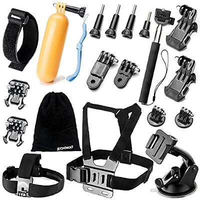 Zookki Accessoires Trousse pour GoPro Hero Black Silver 5 4 3+ 3 2 1, et pour Caméra Accessoires d'action Caméra SJ4000 SJ5000 SJ6000/ Lightdow/Xiaomi Yi/WiMiUS/DBPOWER/Campark