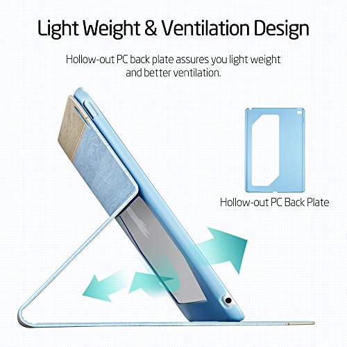 iPad Air 2 Hülle, ESR® Auto aufwachen / Schlaf Funktion und Einstellbarem Blickwinkel Funktion Schutzhülle für iPad Air 2/iPad 6 (Blau) - 7