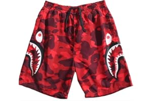 PADOLA Hombre Pantalones Cortos Shark 3D Estampado Shorts con Cintura elástica Pantalones Cortos de Verano Deportivos para Playa con Bolsillos