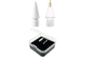 FORYEE Replacement Tips 2 PACK Compatible With Apple Pencil 2nd And 1st,Ipad Touch Color Nib for Apple Pencil with Box, Instead of The Original Tip, Generation High Sensitivity (0.6mmWhite+1.9mmClear)