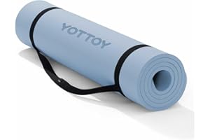 YOTTOY Yoga Mat，Extra Thick Yoga Mat (1/2inch),Professional TPE Exercise Mat,Non-Slip Workout Mat for Yoga, Pilates, Fitness, Barefoot Workouts, Home Gym Studio with Strap