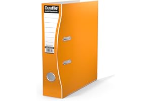 Durafile Lever Arch File, Orange File, Ergonomic Curved Spine' Single Folder, Glossy Heavy Duty Board Construction with Metal Mechanism, Suitable for A4 Documents, Storage File folders