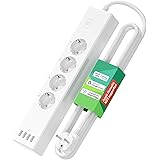 Meross Ciabatta WiFi Smart Alexa, 4000W Multipresa Controllo Intelligente con 4 Schuko 4 Porte USB, Riduzione Consumo Elettri