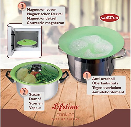 Überkochschutz, Dämpfaufsatz, Silikondeckel, ca. 27 cm, rosa/pink, 1 Stück - 2