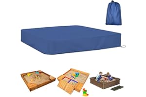 HAOMEEDUO Sandkastenabdeckungen Sandkasten Abdeckung Abdeckplane Wasserdicht 210D Oxford-Stoff Sandkastenplane Sandkasten Abdeckplane mit Kordelzug Aufbewahrungstasche für Sandkasten(125x125cm,Blau)