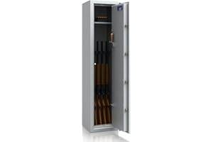 SafeHero Weapon Cabinet Class 0 EN 1143-1 Secureo Hawk 5 XL, Weapon Cabinet 0 for 5 Long Weapons, Long Weapon Cabinet with Electronic Lock, Compliant Weapon Cabinet, Long Guns, Short Guns + Ammunition