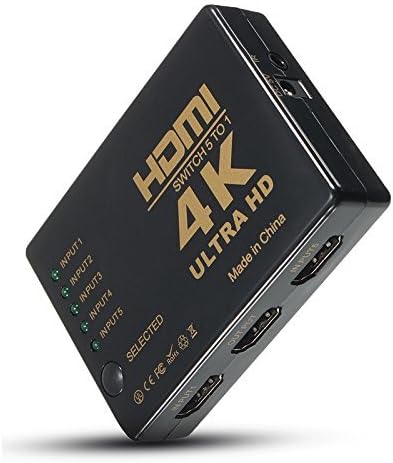 DigitCont Intelligent 5-Port HDMI Switch, Supports 4K, Full HD1080p, 3D with IR Remote (5 Ports 4K2K HDTV Splitter Hub)