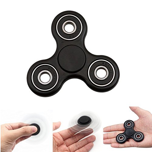 Tri Fidget Hand Finger Spinner Toy Stress Reducer High Speed Superb Stainless Steel Bearing Rotate TOY OF THE YEAR 2017 - Perfect For Anxiety Adult Children (Black) By Guilty Gadgets