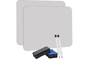 Hisredsun 2 Pack Mini Dry Erase White Board, 8.2X11.8 Inch Double Sided Mini Whiteboard with 2 Pens and 2 Erasers,Durable Portable White Boards for Students, Classroom, Home and Office