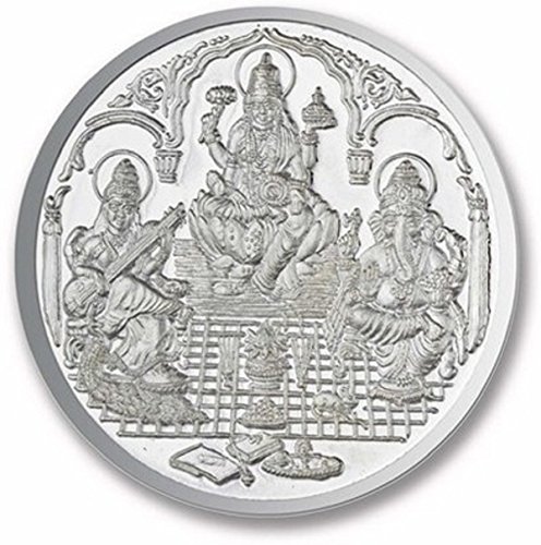 Ananth Jewels BIS Hallmarked 990 Purity Silver Coins 10 grams Ganpati + Lakshmi + Saraswati
