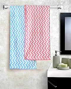 House Beauty Microfiber Ultra Soft Anti-Bacterial Bath Towel- Pack of 2 (Pink and Sky Blue)