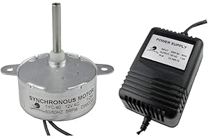 CHANCS Motore sincrono TYC40 12 V 5 RPM ad albero 33 mm AC 5 RPM con adattatore di alimentazione, ingresso 100/240 V AC 12 V Kit motore elettrico per la decorazione di Natale
