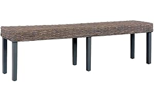 vidaXL Banco Asiento Silla Mueble Decoración Recibidor Entrada Comedor Cenador Hogar Interior de Ratán Kubu Gris 160 cm Madera Maciza de Mango