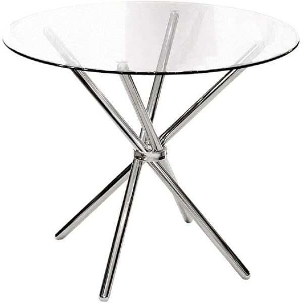 76 X 90 X 90 Cm Premier Housewares Metropolitan Round Glass Dining Table With Chrome Leg Home Kitchen Furniture