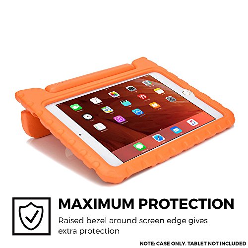 iPad Mini 4 hülle fur kinder, COOPER DYNAMO Beanspruchbare, strapazeirfähige, robuste, gepolsterte Hartschalenhülle mit integriertem Griff, Standfunktion & durchsichtigem Displaysschutz (Orange) - 2
