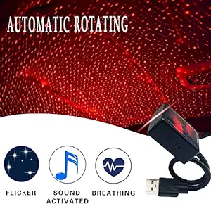 Carhatke Wireless USB Auto Rotating Star Light With Flicker, Sound Activated and Breathing Mode