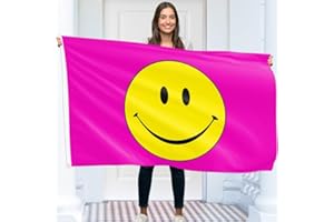 KASKANA Pink Smiley Face Flag – Funny Flag - Double-sided Print – 90G polyester - Double Seam - 2 brass eyelets, large 5ft x 3ft