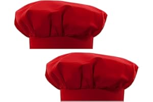 ZAMXHUG 2pcs Toque de Cuisinier - Chapeau de Chef, Cuisine Calot Cuisine Réglable Restauration Filet À Cheveux Réutilisable Mesh Restaurant Bonnet(Rouge)