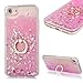 Produktbild CESTOR Glitter Flüssigkeit Hülle für iPhone 7 Plus,Mode Luxus Flüssig Treibsand Silikon Ultra Slim Durchsichtig Hart PC Plastik mit Ring Halterung Ständer Hülle für iPhone 8 Plus,Anti-Kratzer Relief Gummi Bumper Rückseite HandyHülle für iPhone 7 Plus/8 Plus [5,5 Zoll],Rosa