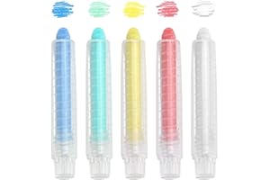 GIRAFEDA 5 Pcs Craie sans Poussière Craie Couleur Craie Tableau Noir à Porte-Craie Craie Couleur Tableau + Boîte Range Craie Colorée Craie Blanche Bleu Rouge Vert Jaune pour École Étude Tableau Noir
