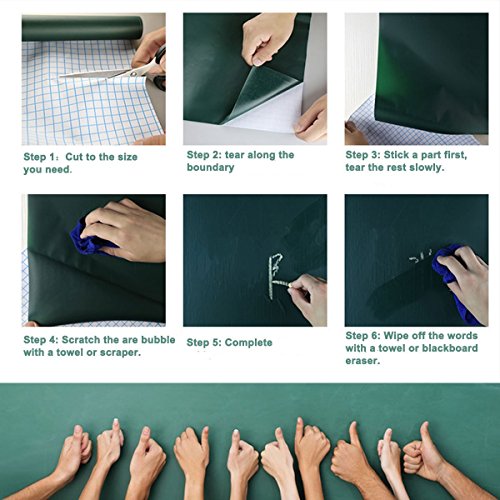 Tafelfolie, Cusfull Multifunktions Tafel Aufkleber Wand-Aufkleber selbstklebend Tafelfolie Tafel Kontakt Papier Wandtattoo kinderzimmer Büro Tafel Aufkleber in 2 Farben (90x200cm, Schwarz) - 5