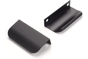 SYZOW Lot de 6 Poignée Invisible Noir Poignee de Meuble Cuisine Noir- poignee de cuisine Poignée de Porte Noir Poignée Meuble Noir Mat Entraxe 64mm, Noir