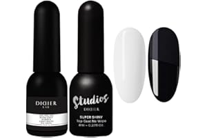 Didier Lab - Premium Rubber Base e Top Coat Semipermanente - Kit Semipermanente Unghie - UV LED - Smalti Semipermanenti per Unghie - Light White Base Semipermanente Unghie - Super Shiny Top Coat Gel