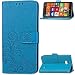 Produktbild SATURCASE Nokia Lumia 930 Hülle, Glücksklee PU Leder Flip Magnetverschluss Brieftasche Standfunktion Kartenschlitze Tasche Hülle Schutzhülle Handycover für Nokia/Microsoft Lumia 930 (Blau)
