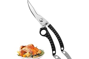 QIYULIN Heavy Duty Kitchen Scissors Stainless Steel Poultry Shears Multipurpose Kitchen Cooking Scissors with Safety Lock and Anti-Slip Handle for Cutting Chicken Turkey Meat