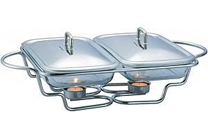 KING HOFF KINGHOFF KH-1412 2 x 1.5L Warmhaltebehälter 2 Kammer Speisewärmer mit Glaseinsatz Silber