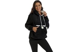 OTMYIGO Polar Fleece Damen Hoodies, 2022 Pet Pouch Hoodie Sweatshirt Kapuzentasche mit großer Tasche für Kleintiere