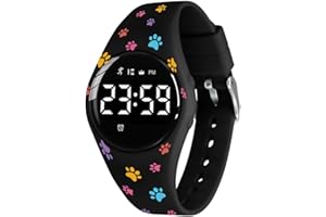 aswan watch Montre Digitale Enfant avec Chronomètre, Eclairage, Alarme, Date,Podomètres Marche Non Connecté-Montres Sport pour Fille Garcon avec Bracelet en Silicone