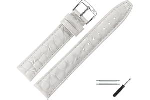 MARBURGER Uhrenarmband 18mm Leder Kroko (Caiman) Prägung Mit Naht - Werkzeug Montage Set 52918