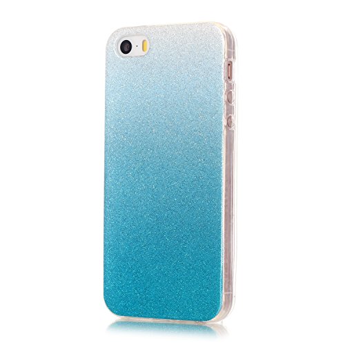 Für iPhone SE Hülle,für iPhone 5S Silikonhülle,für iPhone 5 Handyhülle,Zcro Glitzer Silikon Glitter Case Stoßfest Kratzfeste TPU Schutzhülle Schale Handytasche Hülle für iPhone SE 5S 5 mit Frei Displayschutz (Blau) - 2