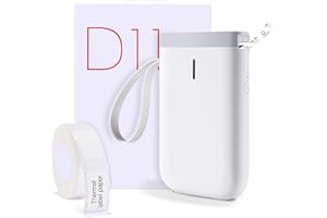 MOKERLINK Machine de création d'étiquettes avec ruban, imprimante d'étiquettes portable sans fil Bluetooth portable mini autocollant mignon, compatible iOS et Android, pour la maison et le bureau (Blanc)