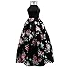 Produktbild Moonuy,Sommerkleid der Frauen 2018, Blumen gedrucktes ärmelloses Partei-Abend-Strand-Maxi Kleid Knöchel-Längen-Ballkleid-Druck-Halter langes abgestuftes Rock Cocktailkleid (EU 40 / Asien XL, Schwarz)