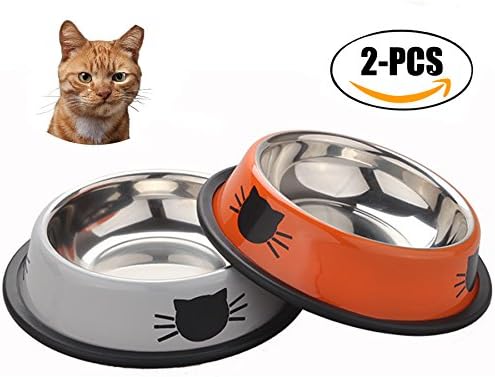 Sportgirls Stainless Steel Pet Cat Bowl Kitten Bowl Puppy Dish Bowl with Non-Skid Bottom for Small Dogs Cats 11.5 * 15.5 * 3.5 CM